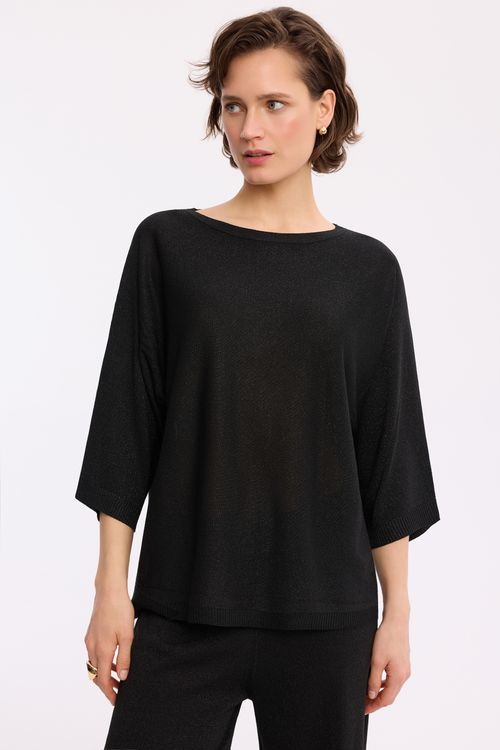 Czarny sweter z lureksem – elegancki sweter damski
