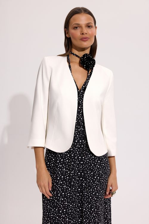 Krótki żakiet damski ecru elegancki