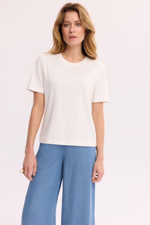T-shirt ecru 100% bawełna – damski T-shirt z okrągłym dekoltem