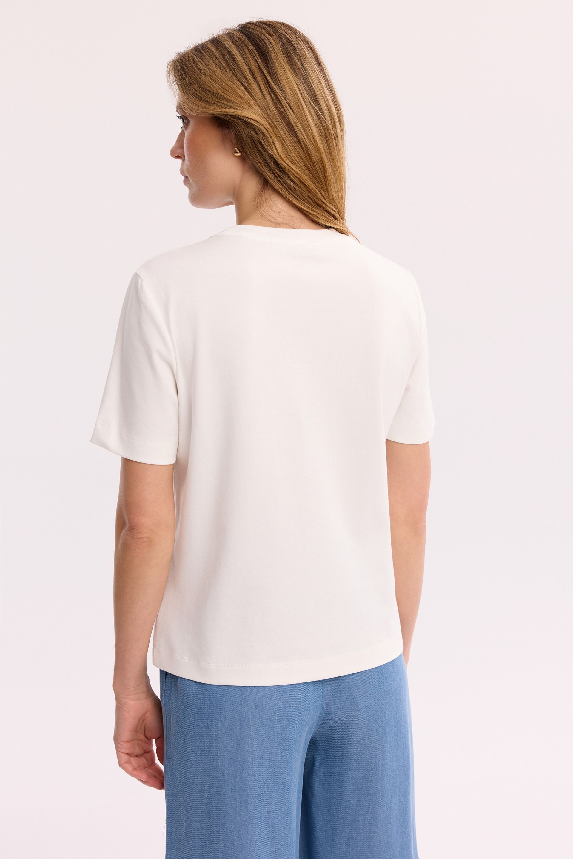 T-shirt ecru 100% bawełna – damski T-shirt z okrągłym dekoltem