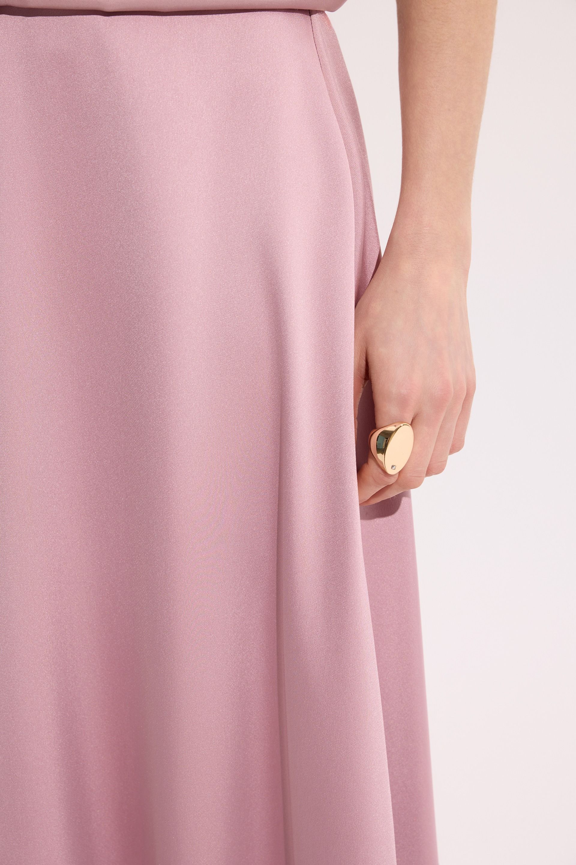 Spódnica midi pudrowy róż elegancka