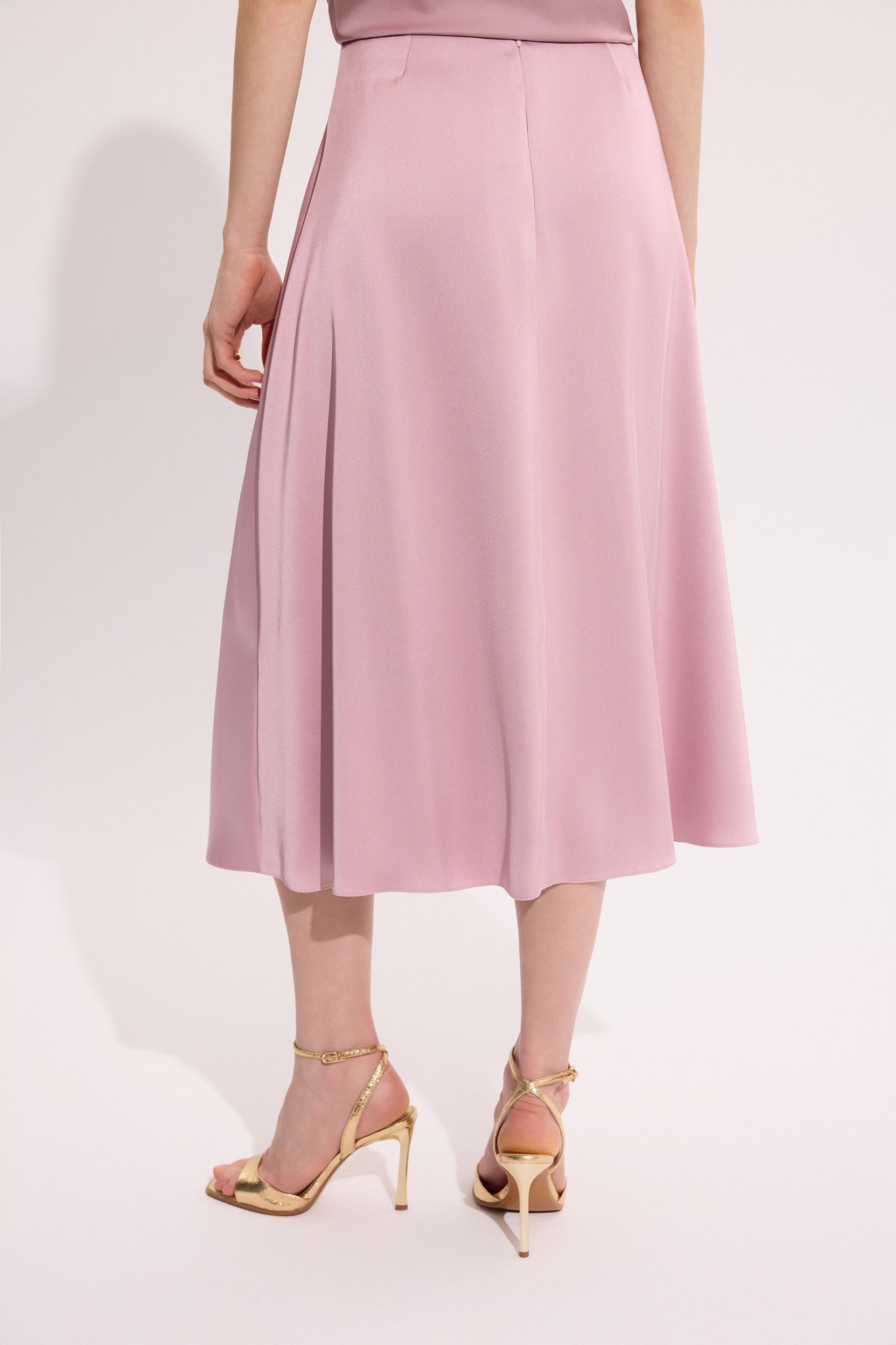 Spódnica midi pudrowy róż elegancka