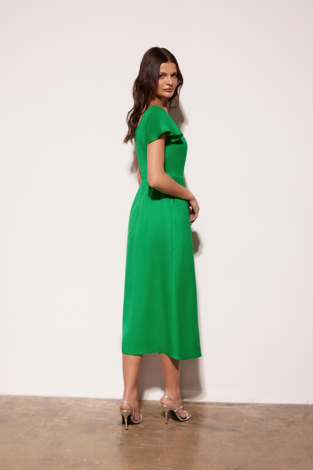Zielona lniana sukienka Makalu