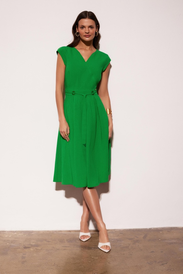 Zielona sukienka z lnem Makalu