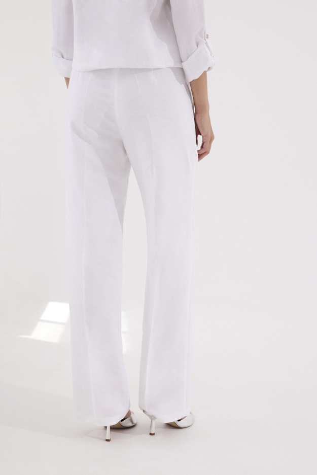 Lniane białe spodnie Makalu