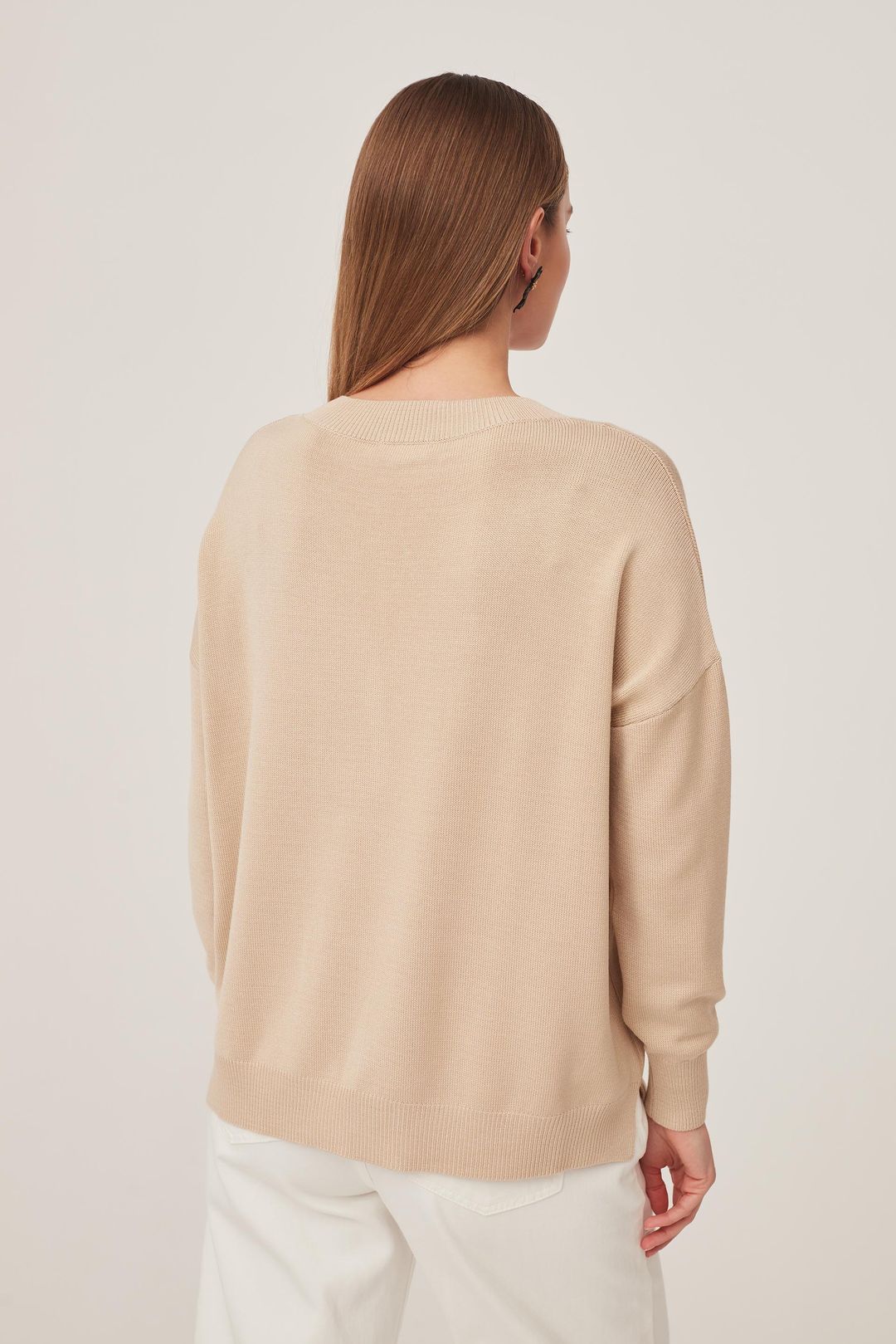Beżowy dzianinowy sweter Makalu