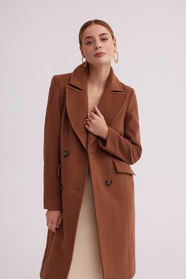 Wełniany brązowy płaszcz Makalu