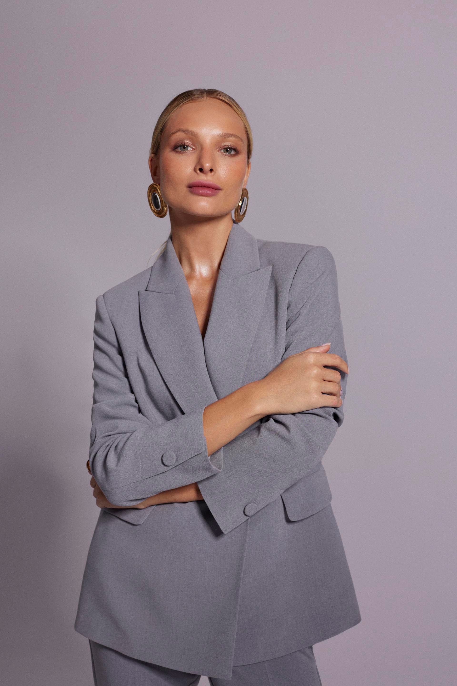 Elegancki szary żakiet Makalu