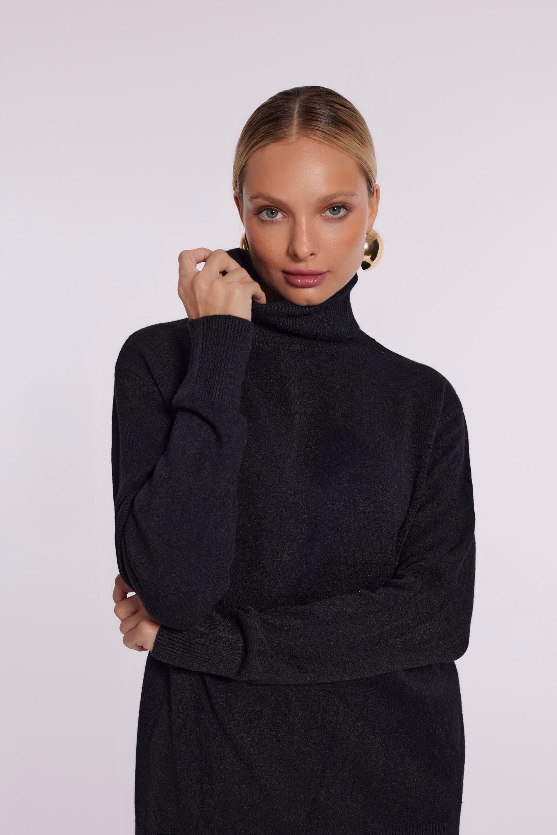 Dzianinowy sweter z golfem Makalu