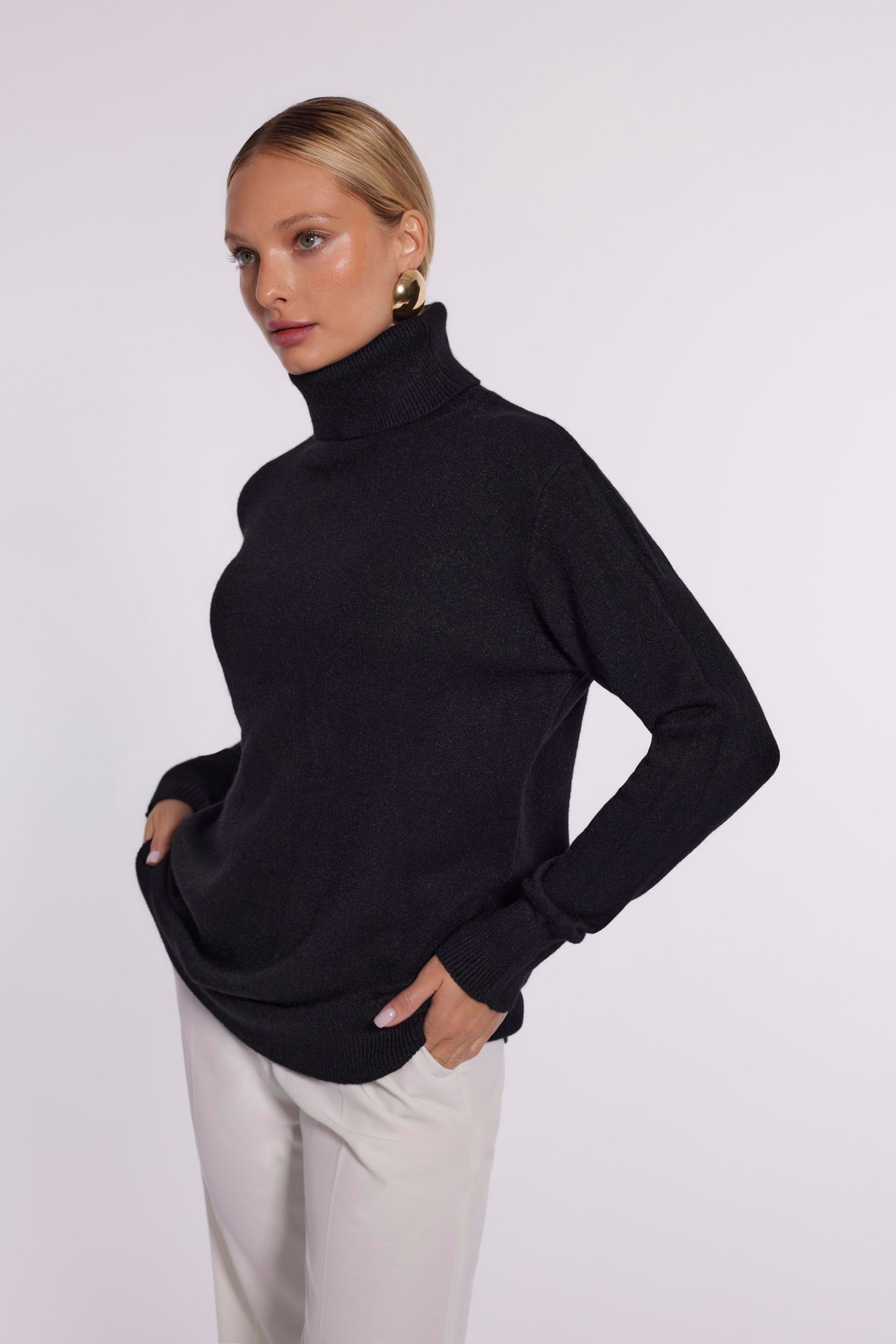 Dzianinowy sweter z golfem Makalu