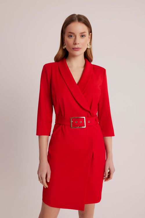 Elegancka czerwona sukienka Makalu
