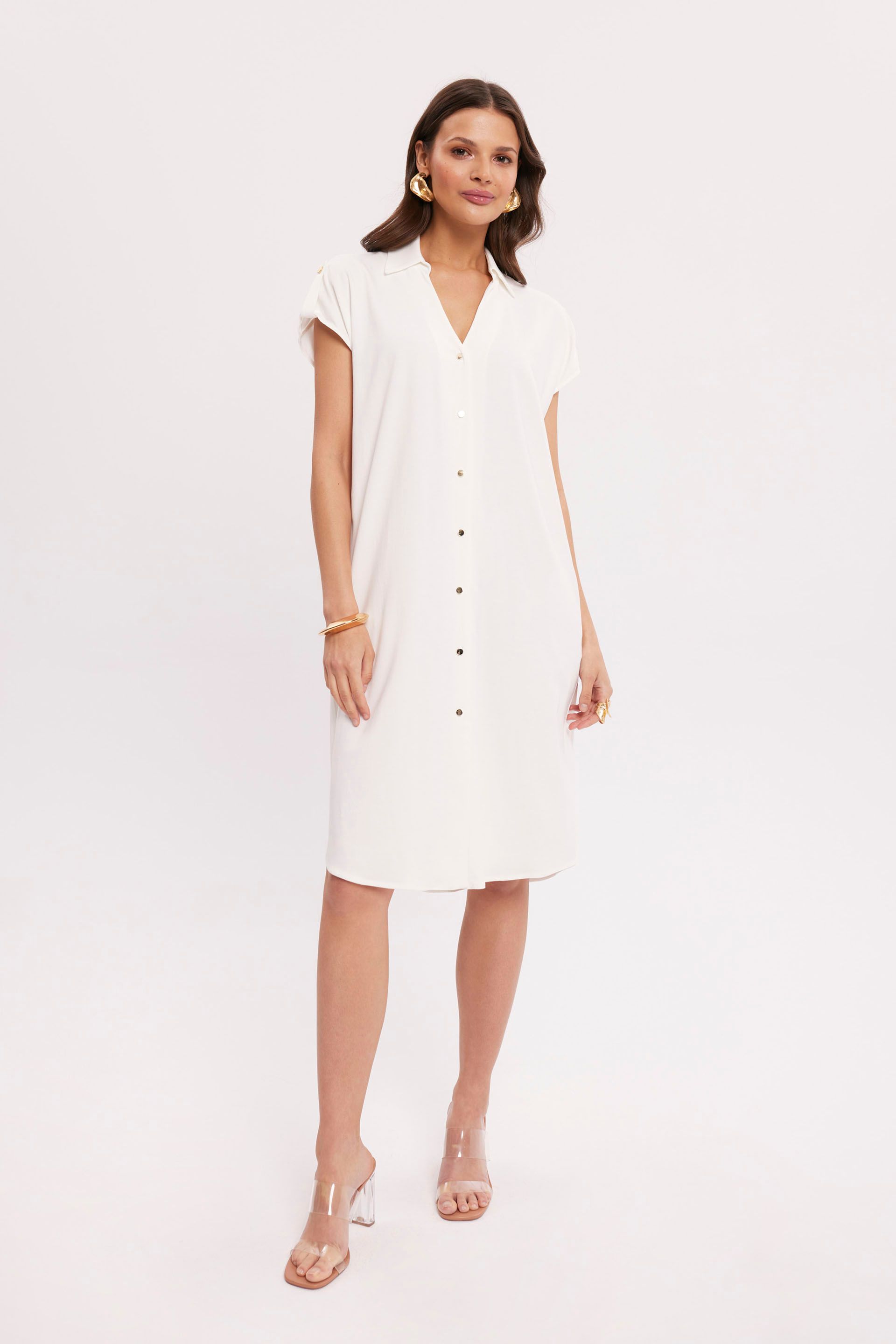 Koszulowa sukienka z tkaniny wiskozowej Makalu