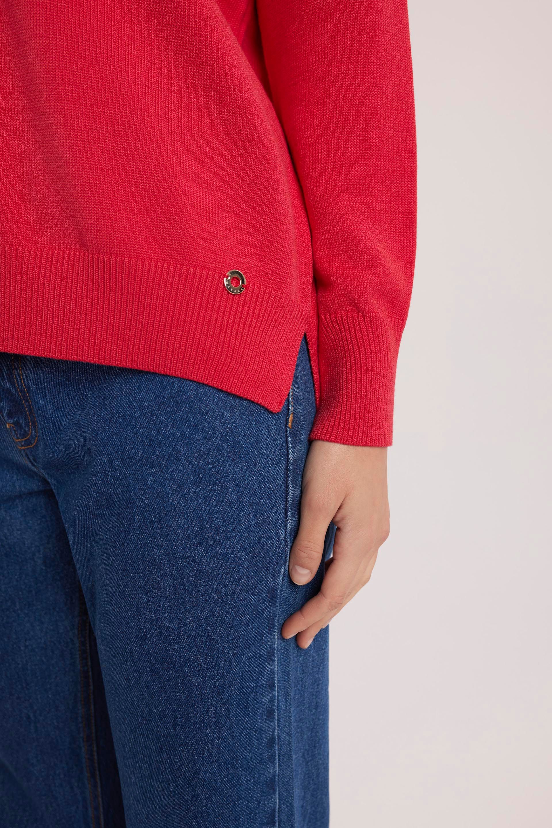 Dzianinowy czerwony sweter Makalu