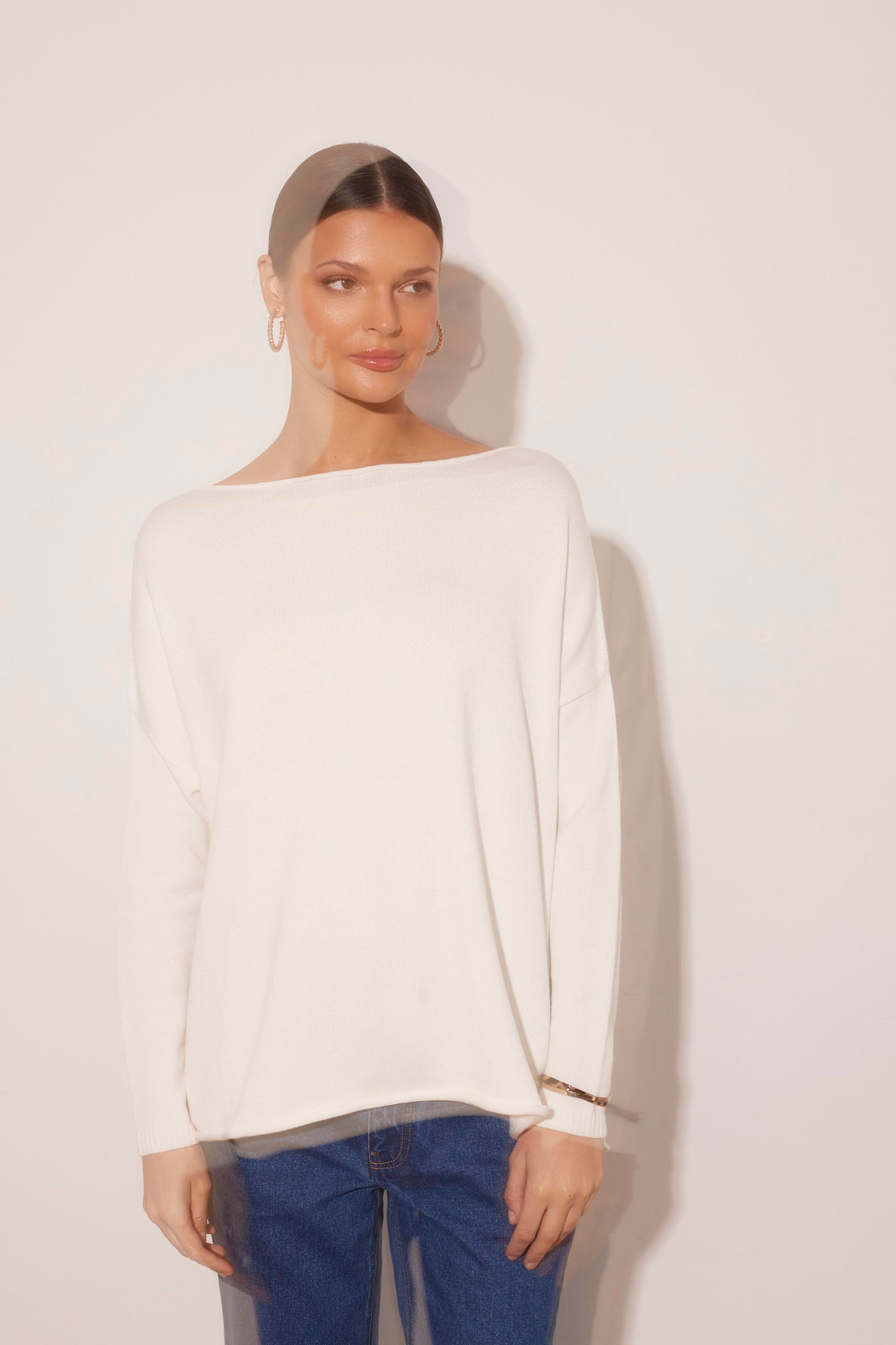 Dzianinowy sweter w kolorze ecru Makalu