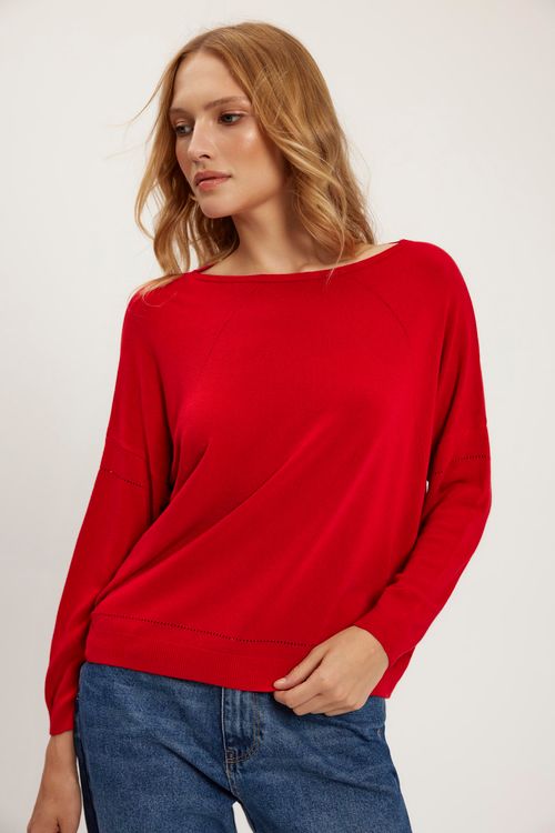 Czerwony sweter z dzianiny wiskozowej