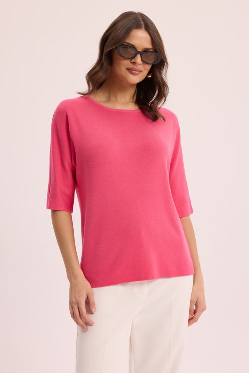Dzianinowy sweter z krótkim rękawem