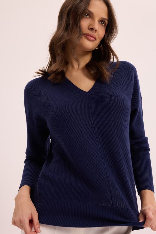 Dzianinowy sweter w granatowym kolorze