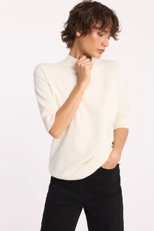Sweter w kolorze ecru z domieszką modalu| Makalu