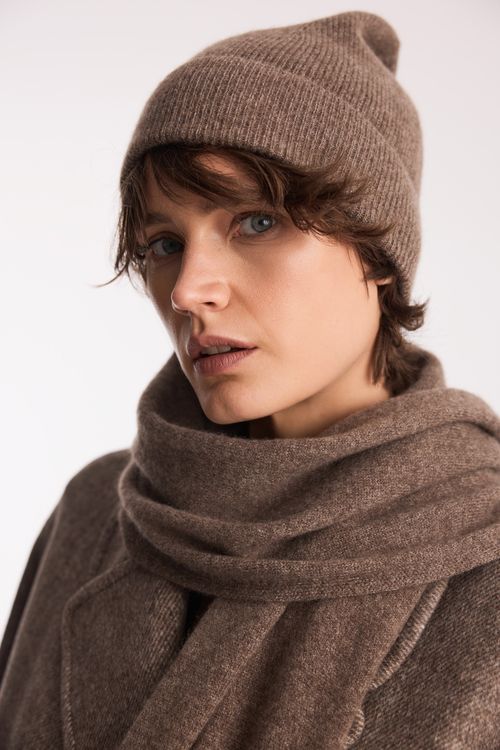 Brązowa kaszmirowa czapka