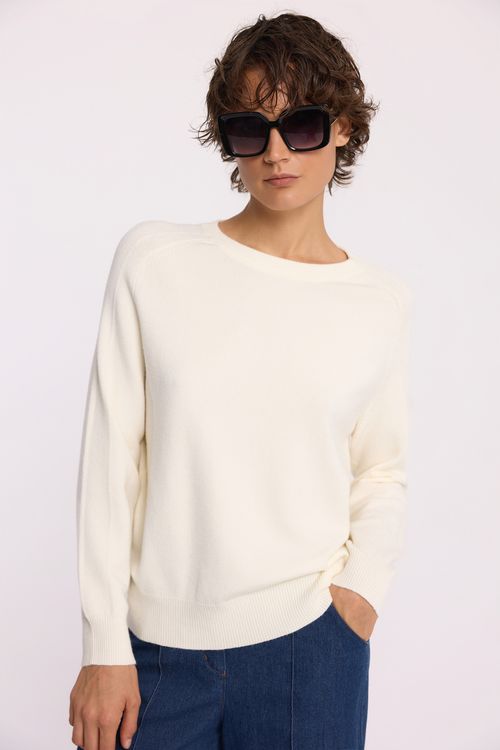 Sweter z domieszką modalu w kolorze ecru