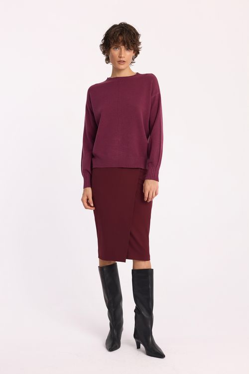 Sweter z domieszką modalu w kolorze burgundowym
