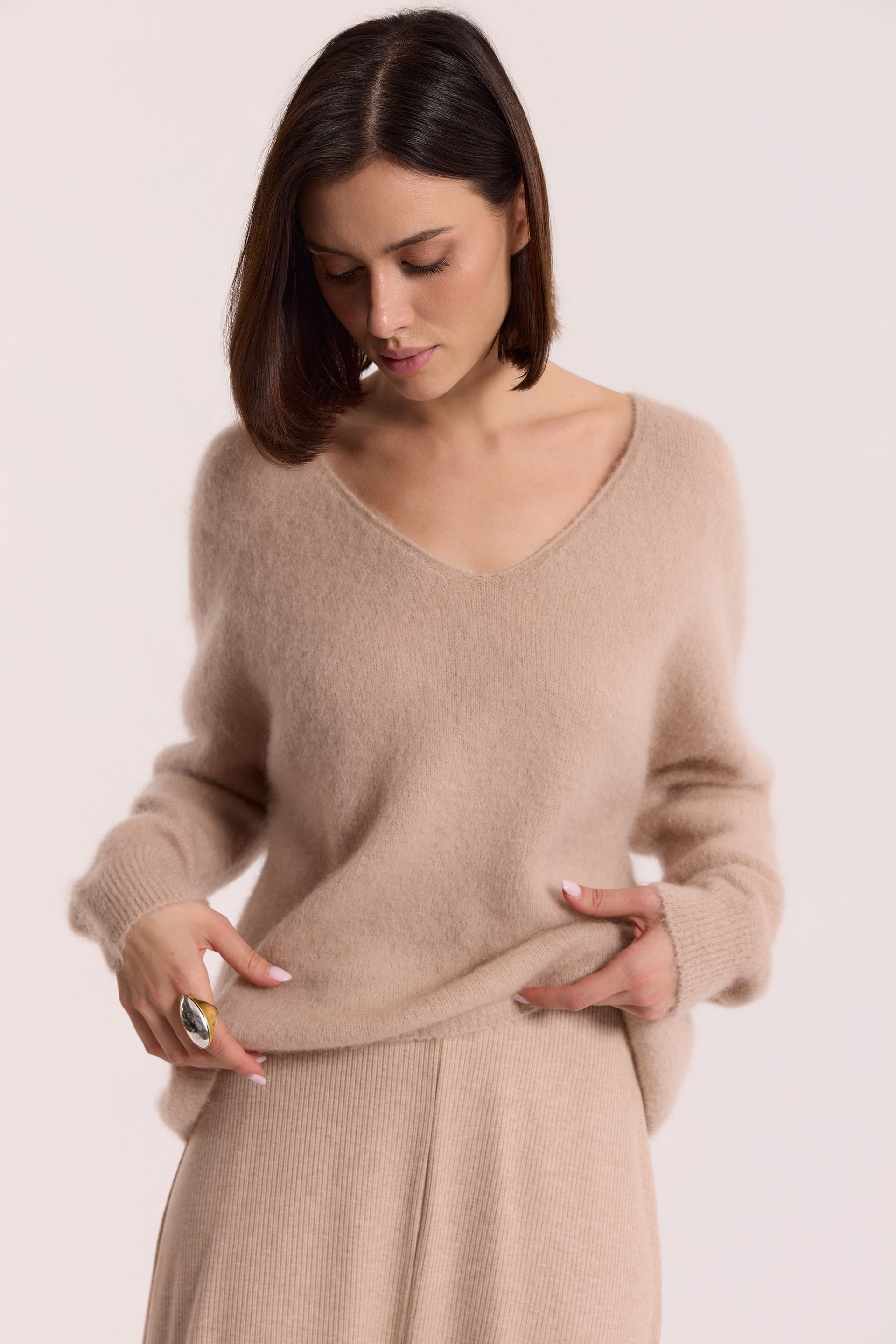 Moherowy sweter z domieszką wełny merino| Makalu