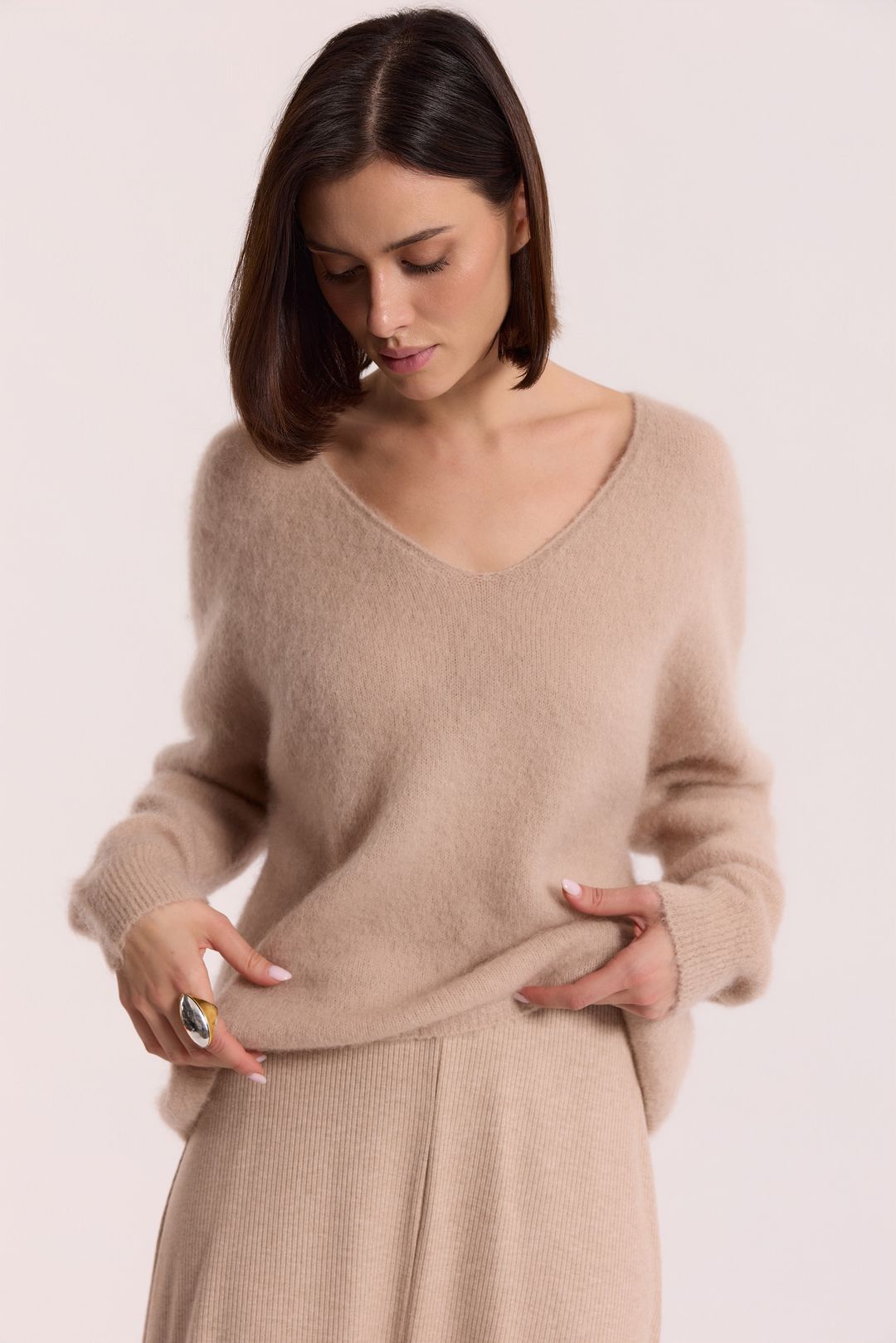 Moherowy sweter z domieszką wełny merino| Makalu