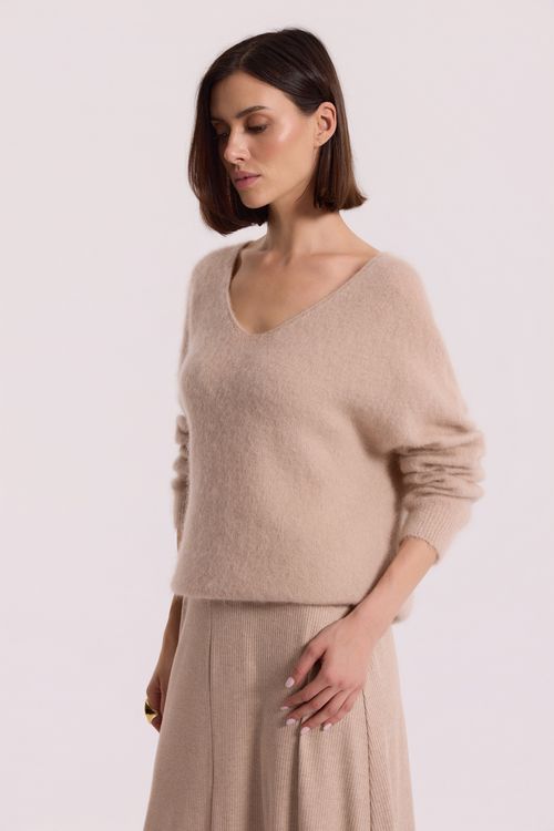 Moherowy sweter z domieszką wełny merino| Makalu