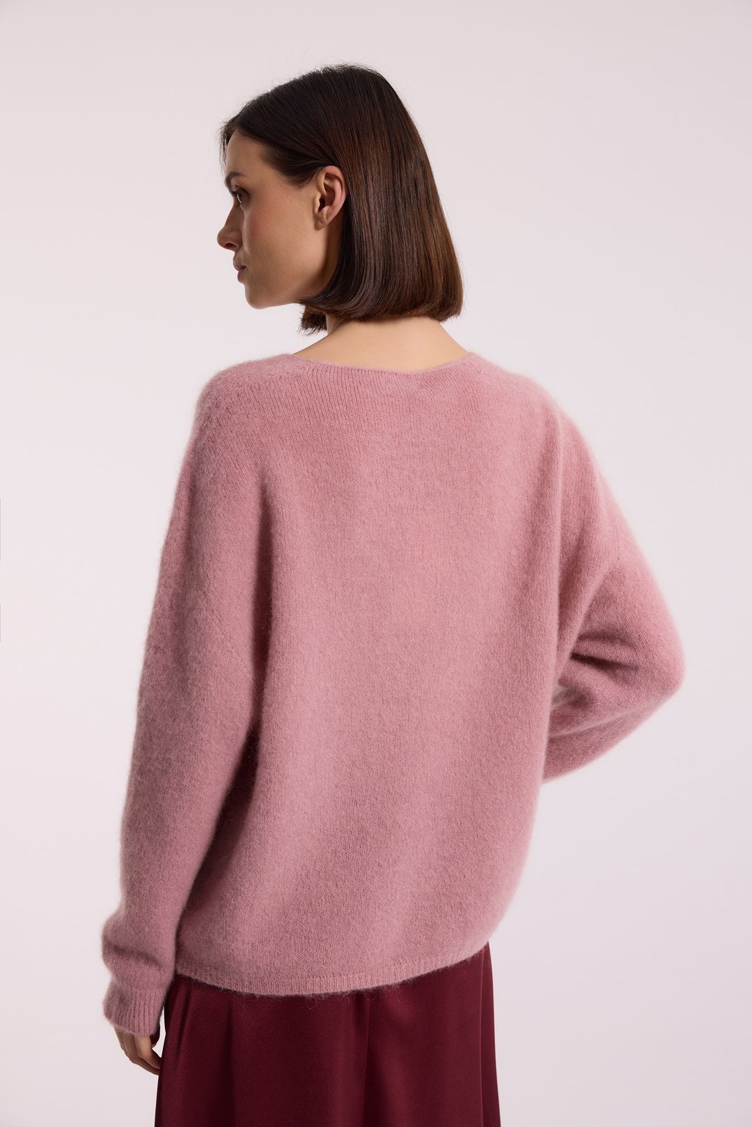 Różowy sweter z moherem i wełną merino | Makalu