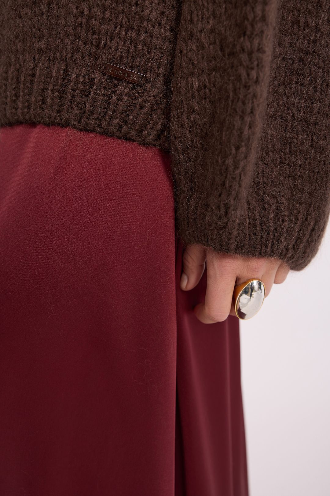 Brązowy sweter oversize z moheru i wełny | Makalu