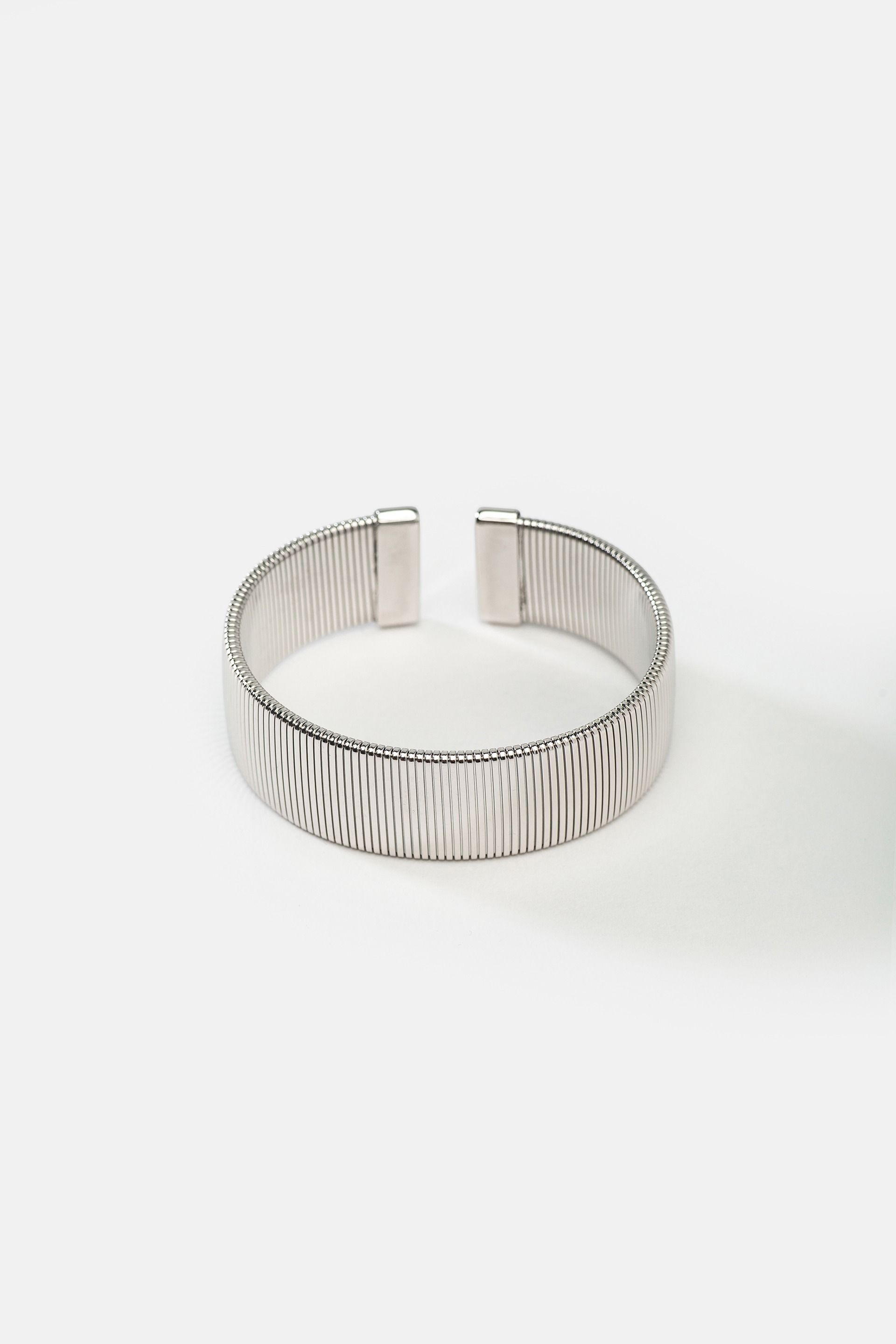 Srebrna bransoletka cuff ryflowana | Makalu