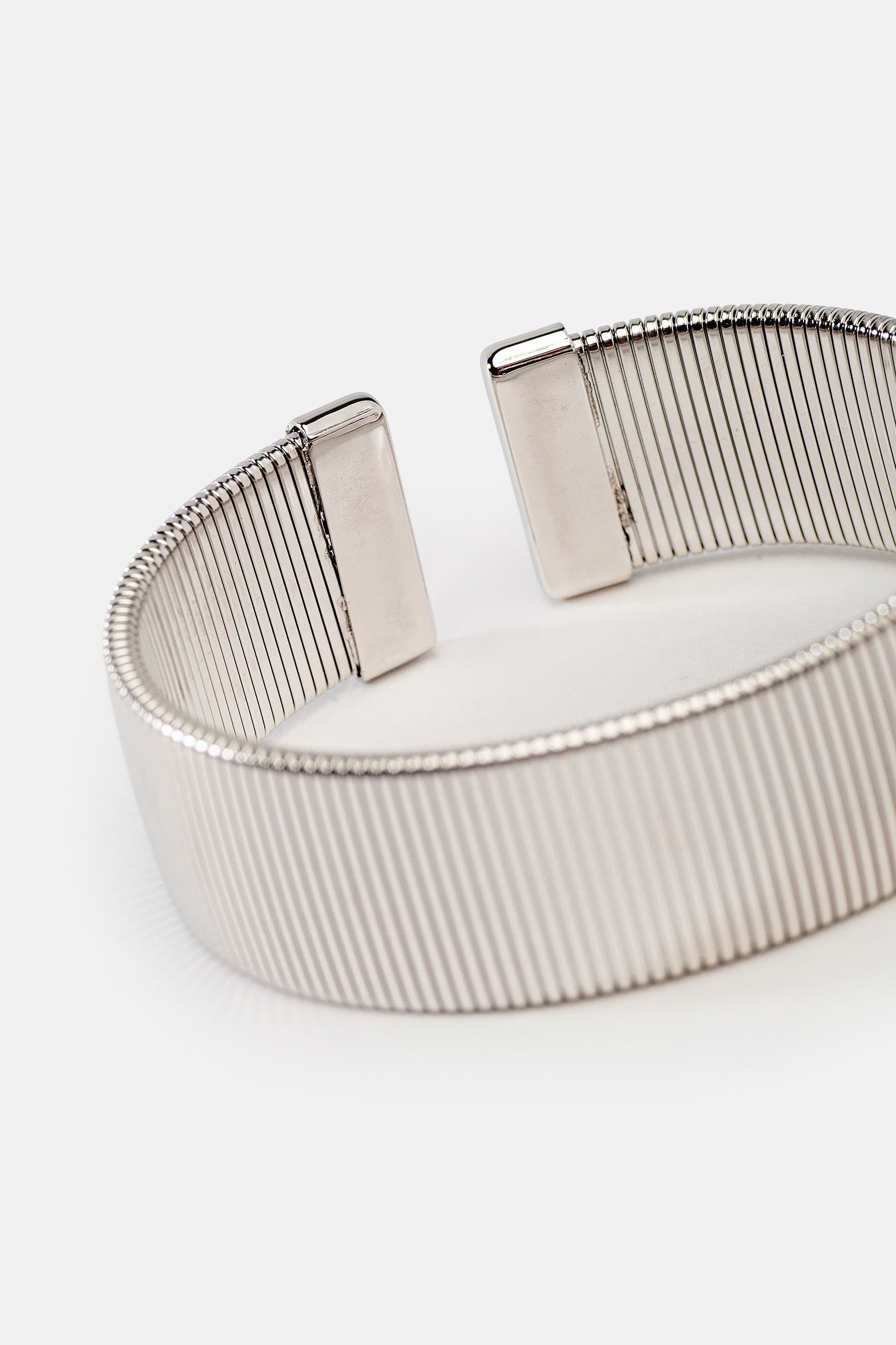 Srebrna bransoletka cuff ryflowana | Makalu