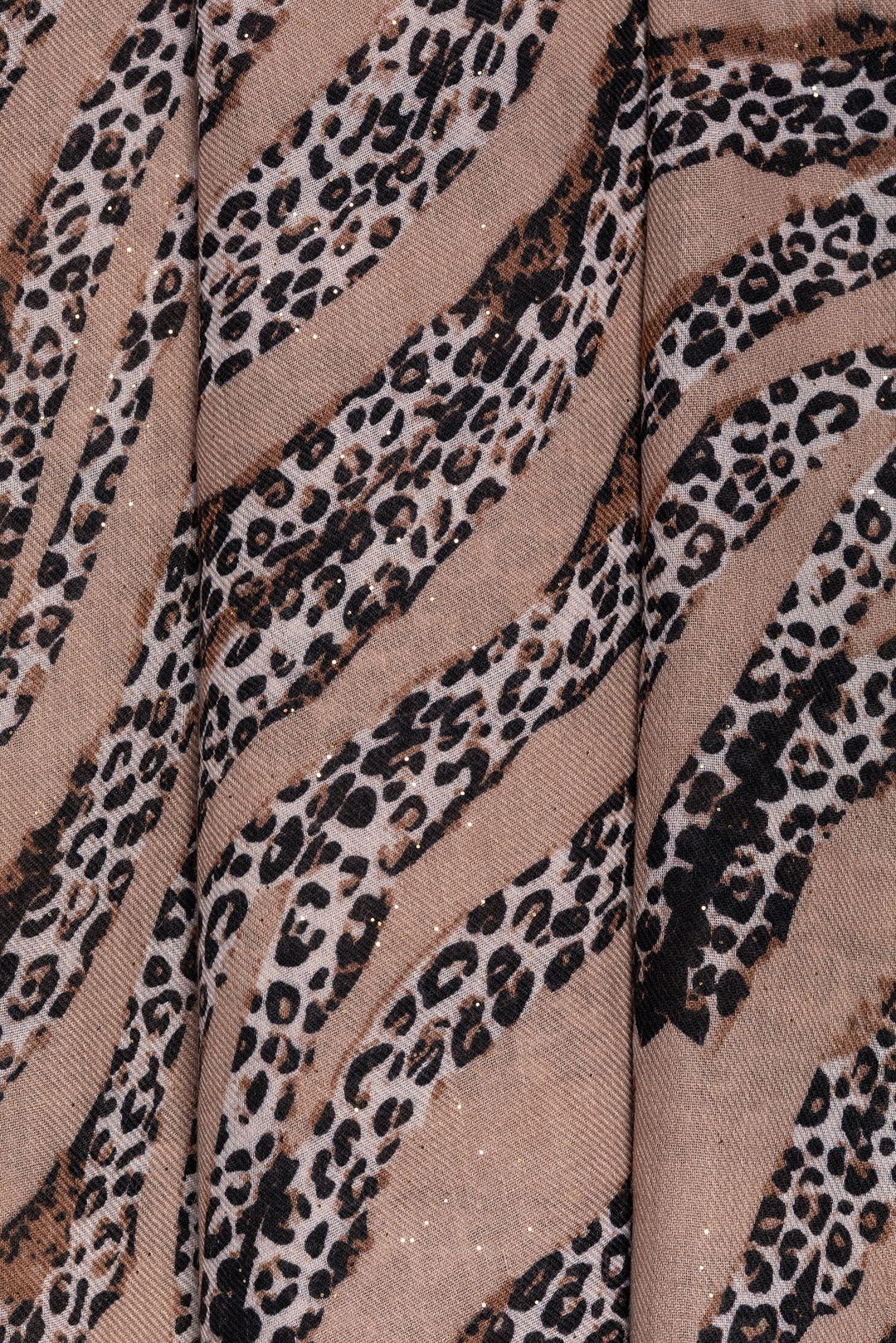 Brązowy szal damski animal print wiskoza bawełna | Makalu