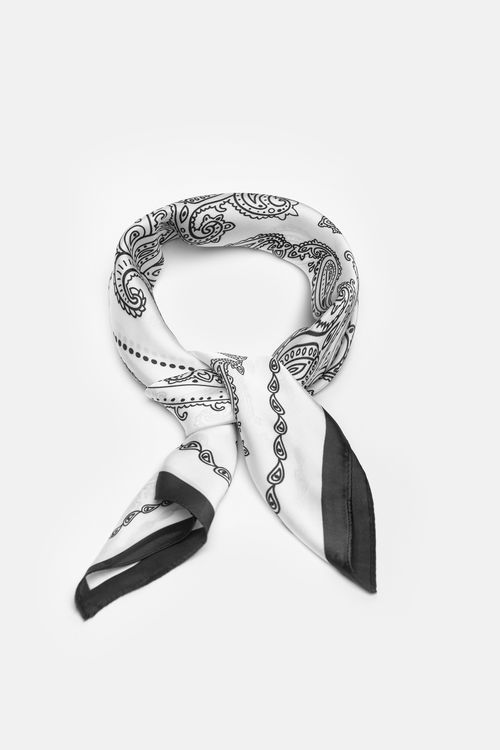 Apaszka damska czarno-biała paisley | Makalu