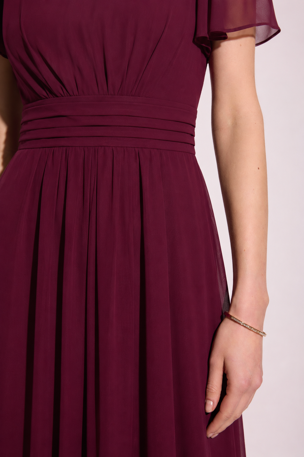 Burgundowa sukienka maxi z podkreśloną talią | Elegancka sukienka damska