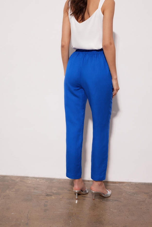 Lniane spodnie w kobaltowym kolorze Makalu