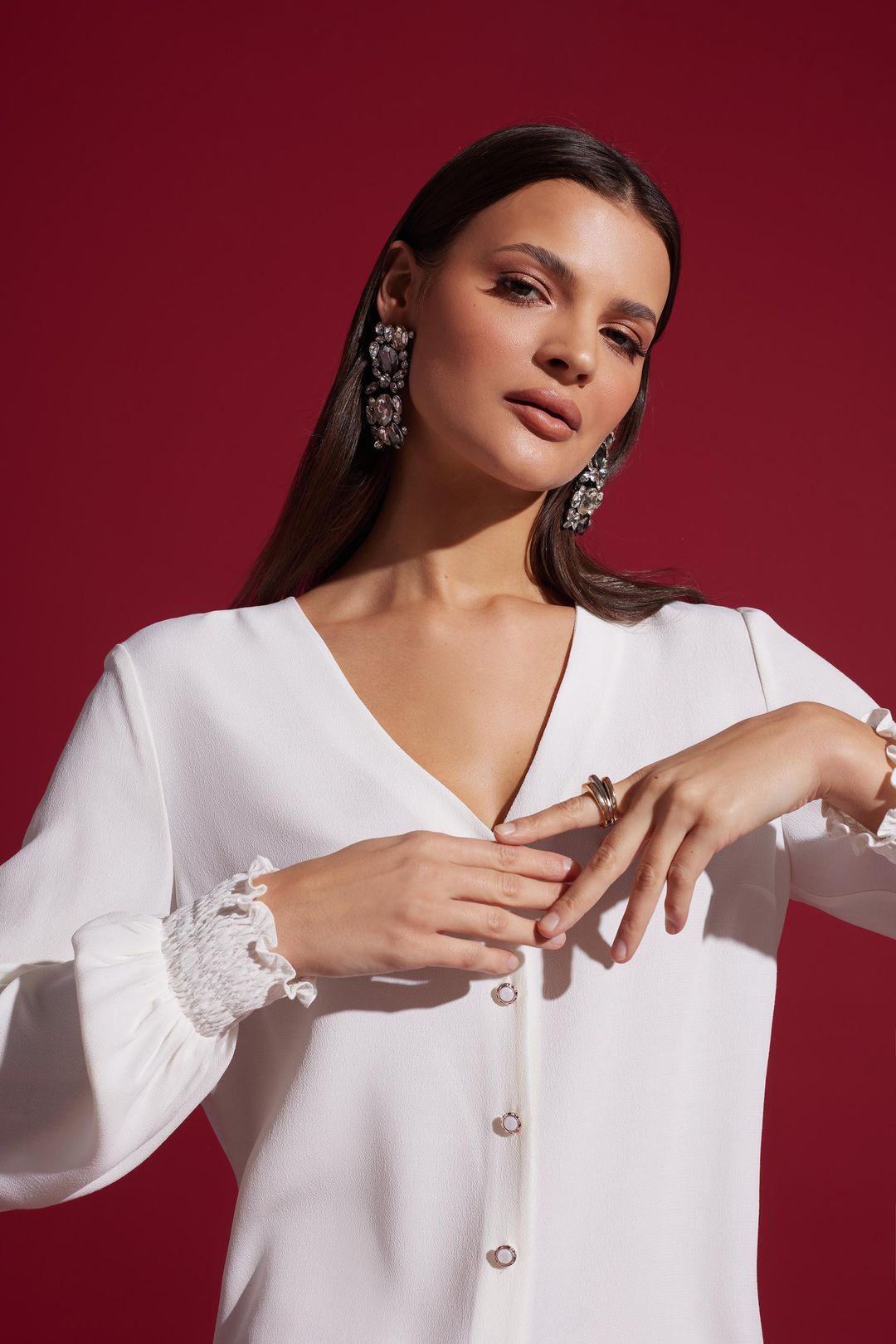 Biała koszula z eleganckiej tkaniny Makalu