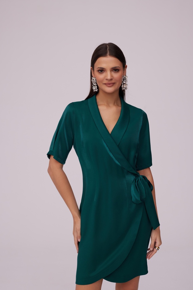 Zielona kopertowa sukienka Makalu