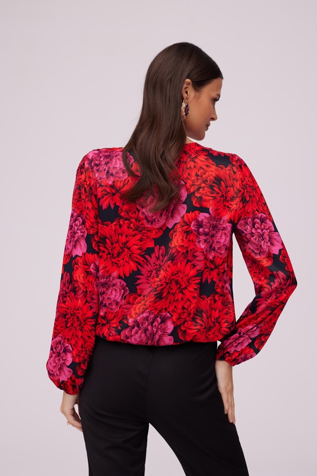 Kopertowa bluzka w kwiatowy wzór Makalu