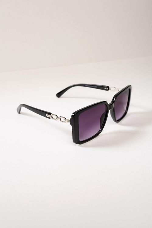 Czarne okulary przeciwsłoneczne z ozdobnymi zausznikami Makalu