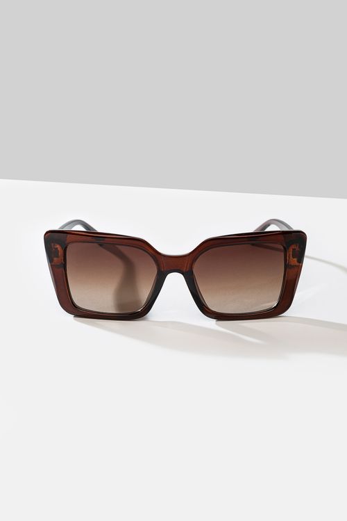 Trapezowe okulary w brązowej oprawce Makalu