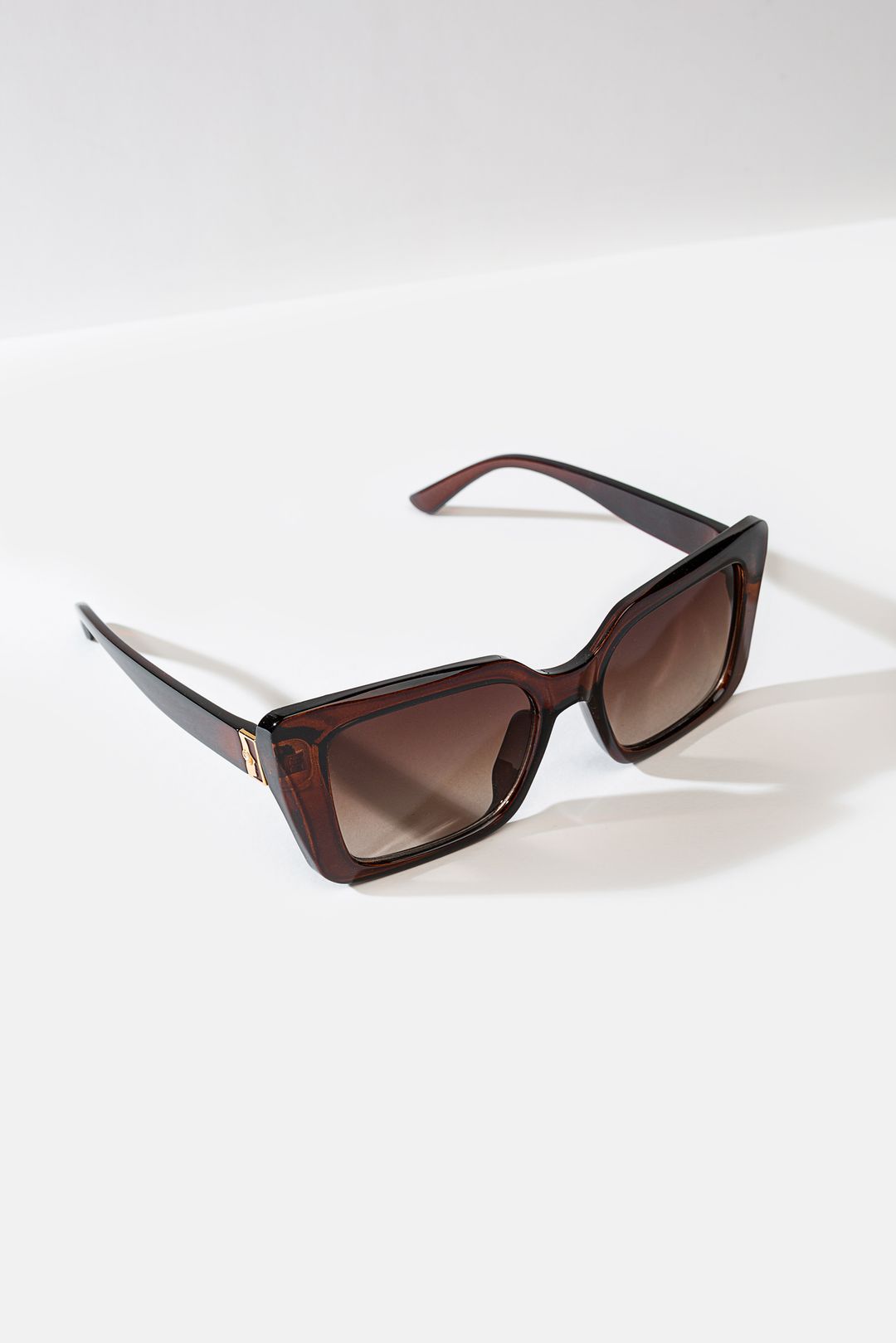 Trapezowe okulary w brązowej oprawce Makalu