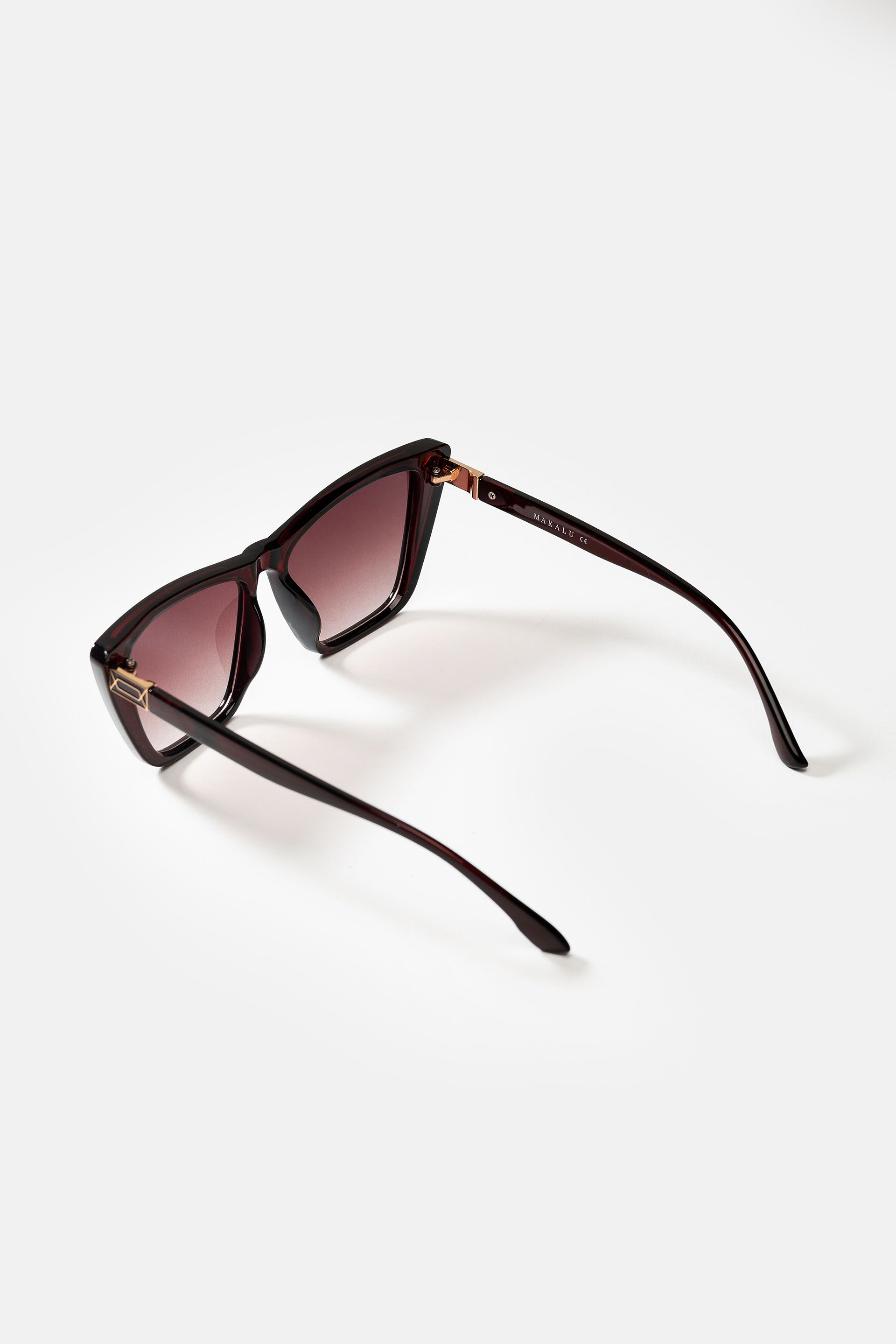Trapezowe okulary w brązowej oprawce Makalu