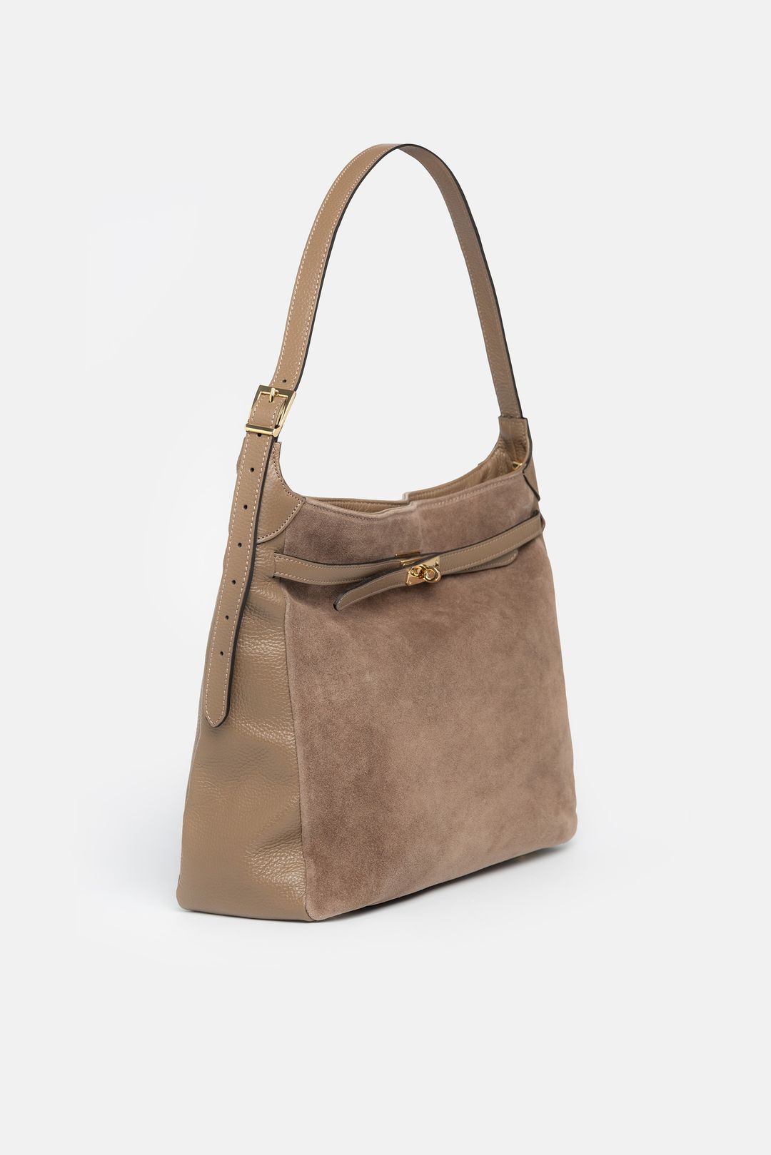 Zamszowa torebka damska taupe na ramię | Makalu