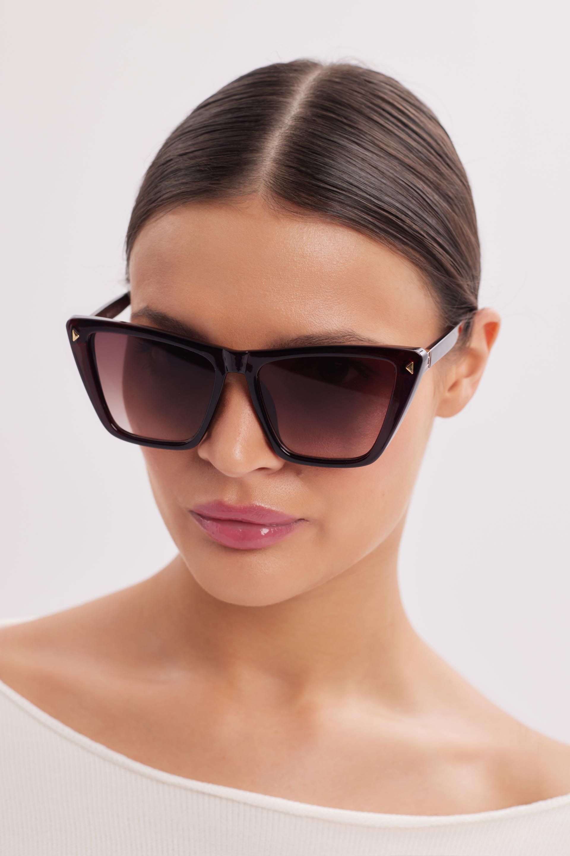Trapezowe okulary w brązowej oprawce Makalu