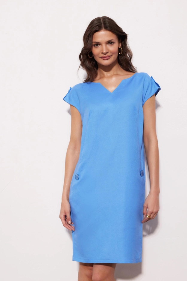 Lniana niebieska sukienka Makalu