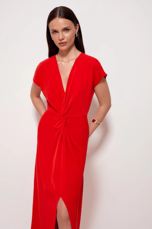 Czerwona sukienka maxi Makalu
