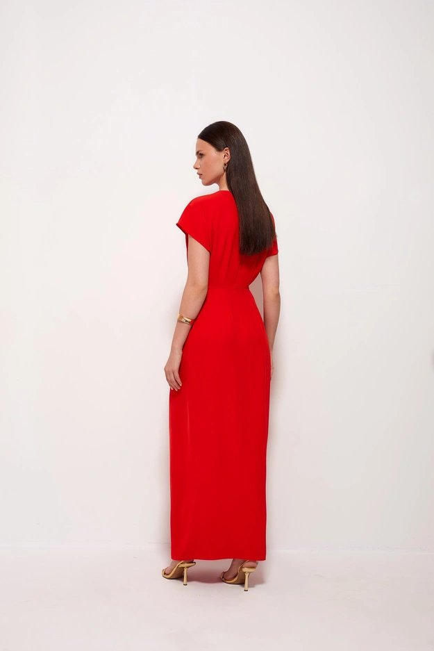 Czerwona sukienka maxi Makalu