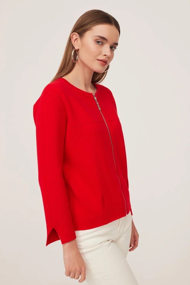 Czerwony rozpinany sweter Makalu