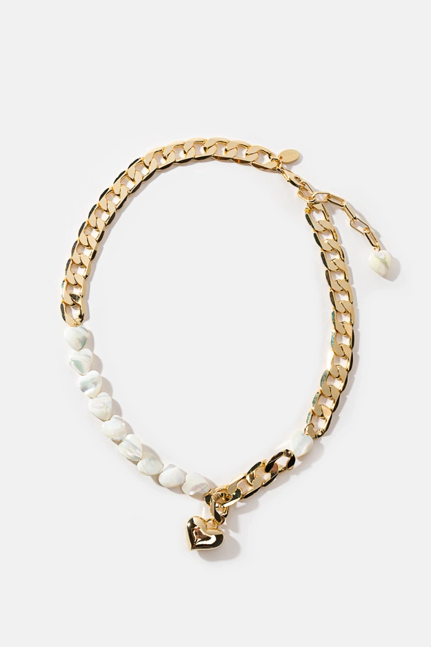 Pozłacany naszyjnik łańcuchowy z perłami Makalu
